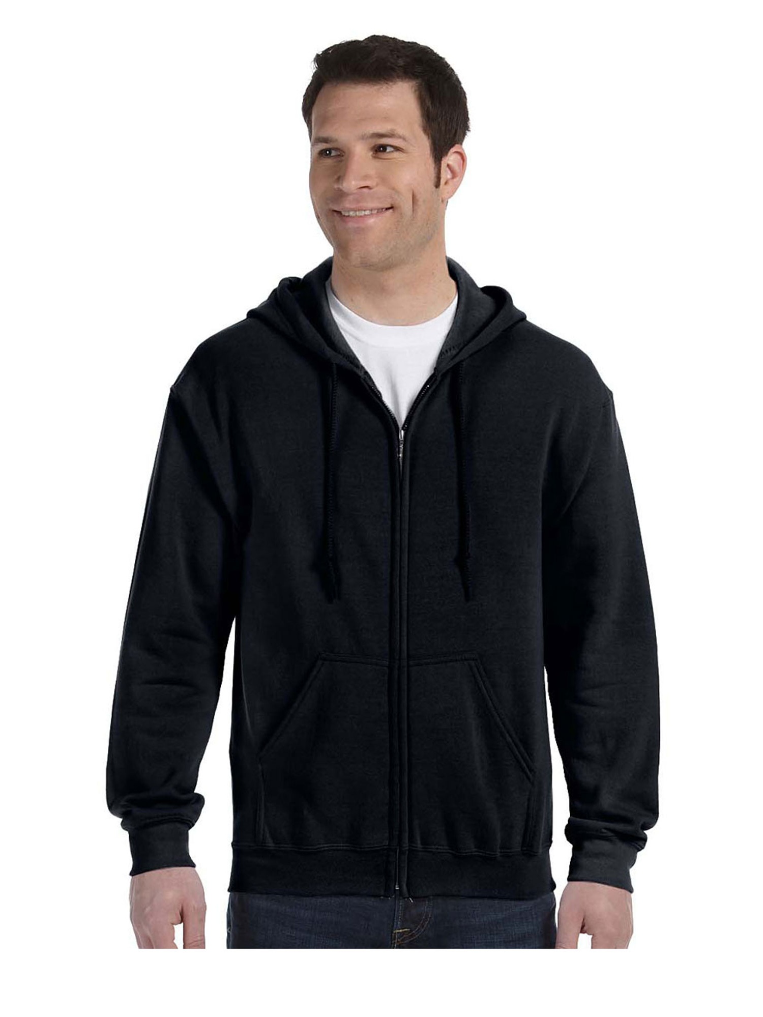 Gildan Men's Satin Label 1x1 Rib Zipper Pouch Pocket Hoodie, Style G18600