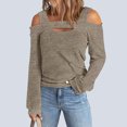 thumbnail image 1 of Casual Blouse, Women Cold Shoulder Top Solid Color  For Daily Wear Khaki M, 1 of 6
