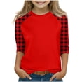 thumbnail image 1 of SERTG T-Shirt de Mode pour Tout-Petits et Enfants, Col Rond, Manches 3/4, Imprimé, Blouse T-Shirts pour l'Été et le Printemps, 4-15 Ans (Rouge#1, 5 Ans), 1 of 7