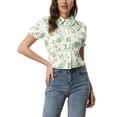 thumbnail image 1 of INSPIRE CHIC Hauts à Volants pour Femmes Manches Bouffantes Col Peter Pan Blouse en Coton à Imprimé Floral S Vert, 1 of 6