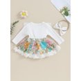 thumbnail image 4 of FOCUSNORM Barboteuse-Robe d'Automne pour Bébé Fille à Manches Longues, Broderie Florale, Tulle Patchwork, Barboteuse avec Bandeau, 4 of 9