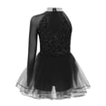thumbnail image 2 of TTAO Robe Justaucorps de Danse Jazz à Sequins pour Filles, Manches Longues, avec Strass, Tutu de Danse Ballet, Noir 12, 2 of 4