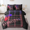 thumbnail image 1 of YST Ensemble Literie Badminton 7 Pcs, Ensemble de Couette Grand Lit, Bleu Marine Rouge (Noir Réversible), 1 of 4