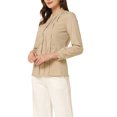 thumbnail image 4 of INSPIRE CHIC Women's Mock Neck Lace Button Up Ruffled Long Sleeve Shirt Blouse Khaki L, 4 of 4