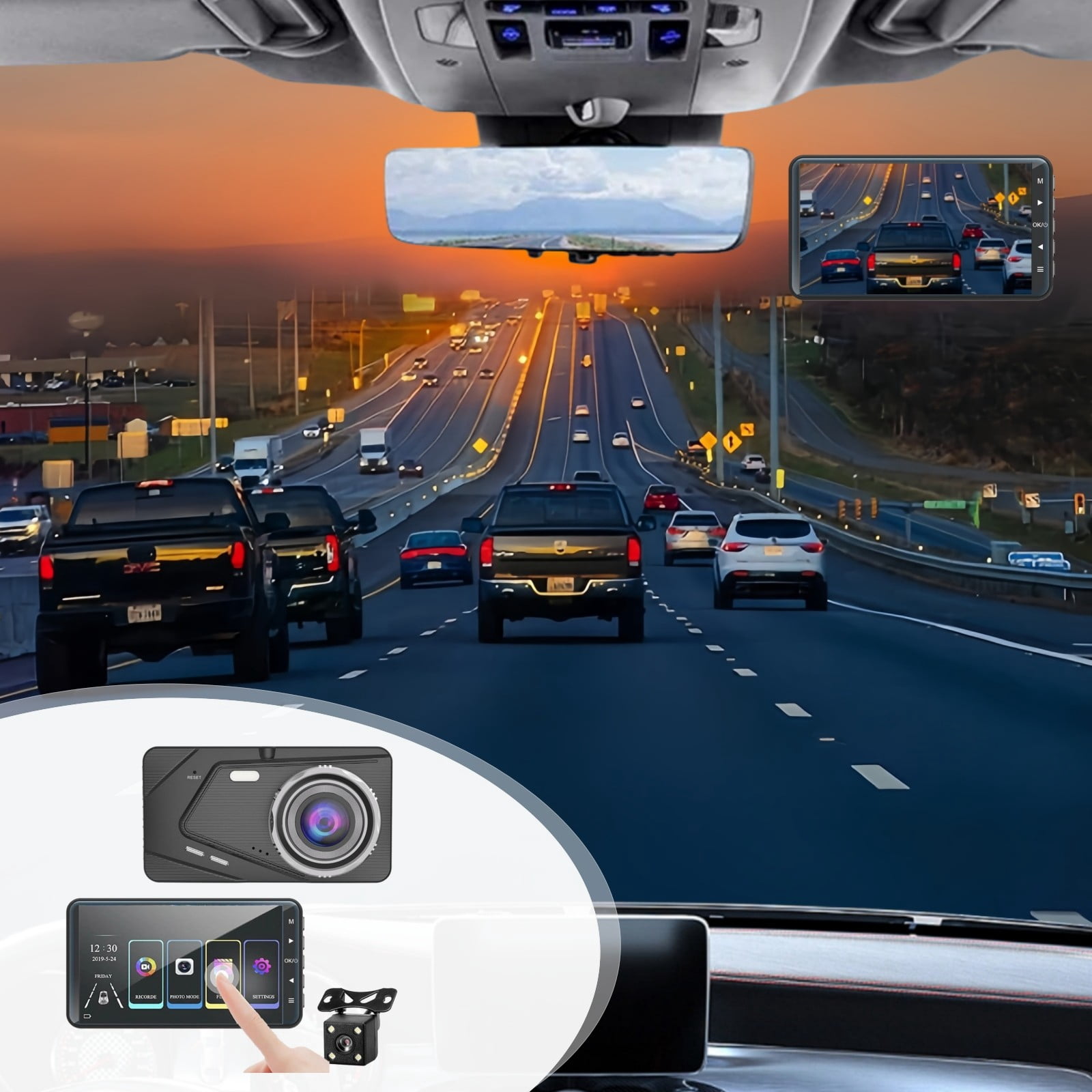 Dashcam Front And Rear Camera,Dash Camera For Cars Night Vision Dash Cam Front And Rear 4 Inch Screen 1080P FHD DVR Car Camera With Parking Monitor Loop Recording Motion Detection