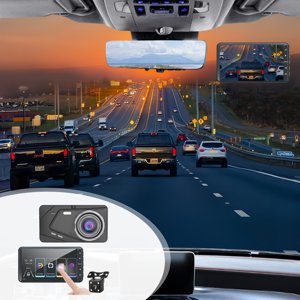 Caméra Dashcam avant et arrière, Caméra Dach pour les voitures de vision nocturne Dash Cam avant et l'arrière 4 Écran de pouce 1080P FHD DVR Caméra de voiture avec moniteur de stationnement Loop Enregistrement détection de mouvement