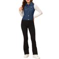 thumbnail image 2 of INSPIRE CHIC Women's Washed Denim Button Sleeveless Vest Jacket with Pockets XS Dark Blue-1, 2 of 6