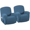 thumbnail image 1 of Super Stretch Couch Covers Recliner Covers Recliner Chair Covers Form Fitted Standard / Oversized Power Lift Reclining Slipcovers, Feature Soft Thick Jacquard, Dusty Blue, 2 Pack, 1 of 7