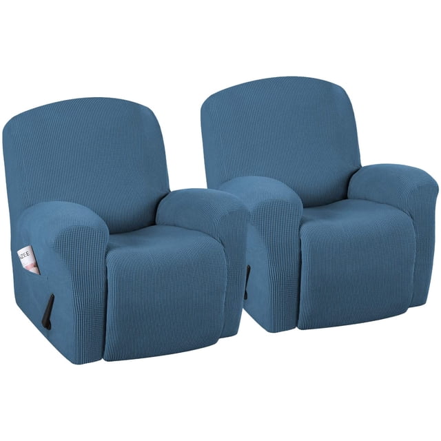 Super Stretch Couch Covers Recliner Covers Recliner Chair Covers Form Fitted Standard / Oversized Power Lift Reclining Slipcovers, Feature Soft Thick Jacquard, Dusty Blue, 2 Pack