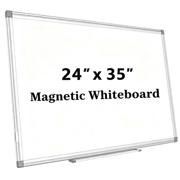 Tableau Blanc Magnétique 24 x 35 Pouces, Tableau Effaçable à Sec Facile à Essuyer avec Cadre en Aluminium Argenté pour la Maison, le Bureau, l'École, à Fixer Ou à Suspendre au Mur