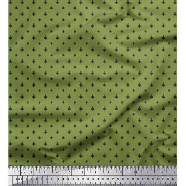Soimoi Poly Crepe Fabric Hash Sign Geometric Printed Fabric 1 Yard 42 Inch Wide