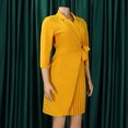 thumbnail image 4 of Gspmoly Robes d'Été pour Femmes 2025, Robe Décontractée pour Femme Ajustée Plissée avec Ceinture à Manches Trois Quarts à Col en V Robe Colorée Robe de Cocktail Économies d'Été, 4 of 8