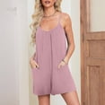 thumbnail image 3 of AherBiu Wide Leg Short Jumpsuits for Women Sleeveless Spaghetti Strap Summer Boho Rompers with Pockets, 3 of 7