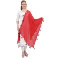thumbnail image 5 of Phagun Dupatta en Mousseline Indienne Longue Étole Jeté à Franges Tour de Cou Chunni-Rouge, 5 of 5