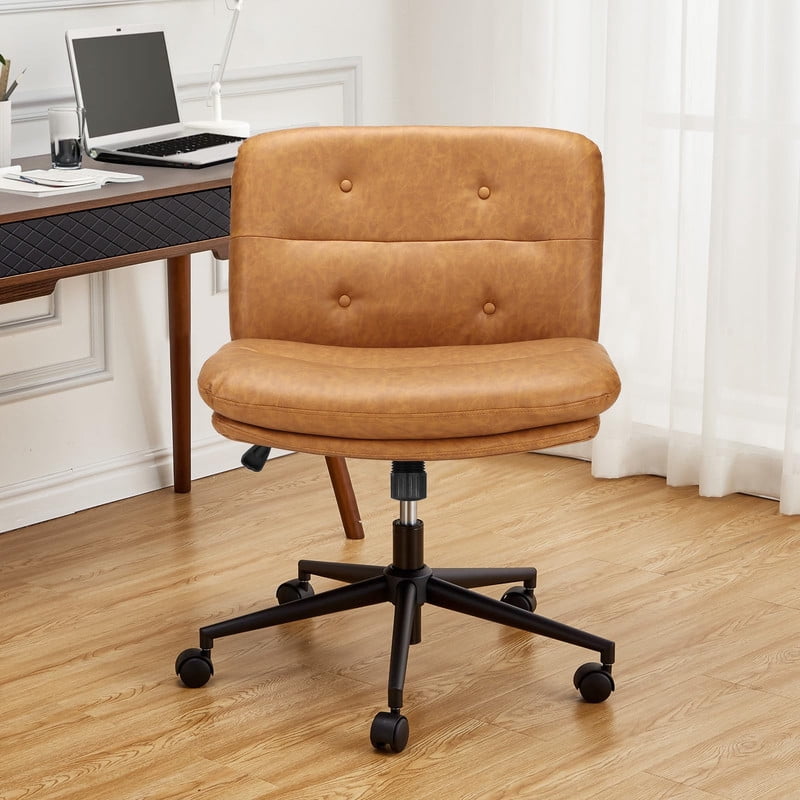 Adjustable Office Chair, Armless Rolling Chair with Wheels for Makeup Desk, Small Spaces, and Home Office