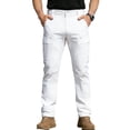 thumbnail image 2 of NTACZA Pants for Men White Zipper Cargo Hiking Work Pants Relaxed Fit Ripstop Outdoors Trendy Mens Trousers XL, 2 of 7