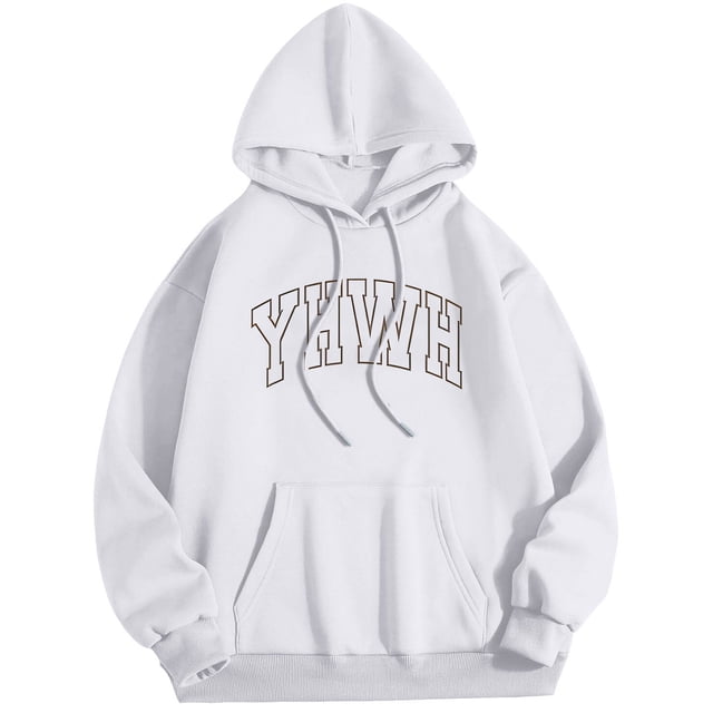 MIASHUI Men's Basic Pullover Hoodie with Front Pocket and Adjustable Drawstring, Comfortable Casual Wear for Everyday Use White,L