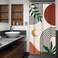 thumbnail image 1 of Bohemian Mid Century Small Stall Shower Curtain Simple Abstract Arch Leaf Moon Green Gold Fabric Chic Modern Decor for RV or Compact Bathrooms Waterproof Polyester with Hooks (36"x72), 1 of 6