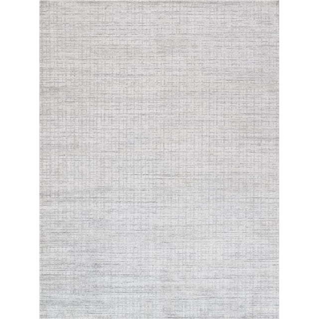 Pasargad PBFE-04 6x9 6 x 9 ft. Slate Hand-Loomed Bamboo Silk & Wool Area Rug, Ivory & Silver