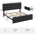 thumbnail image 2 of King Size Bed Frame with 4 Storage Drawers and Faux Leather Upholstered Headboard, Wooden Slats Support, Button Tufted Design, No Box Spring Needed, Black, 2 of 9