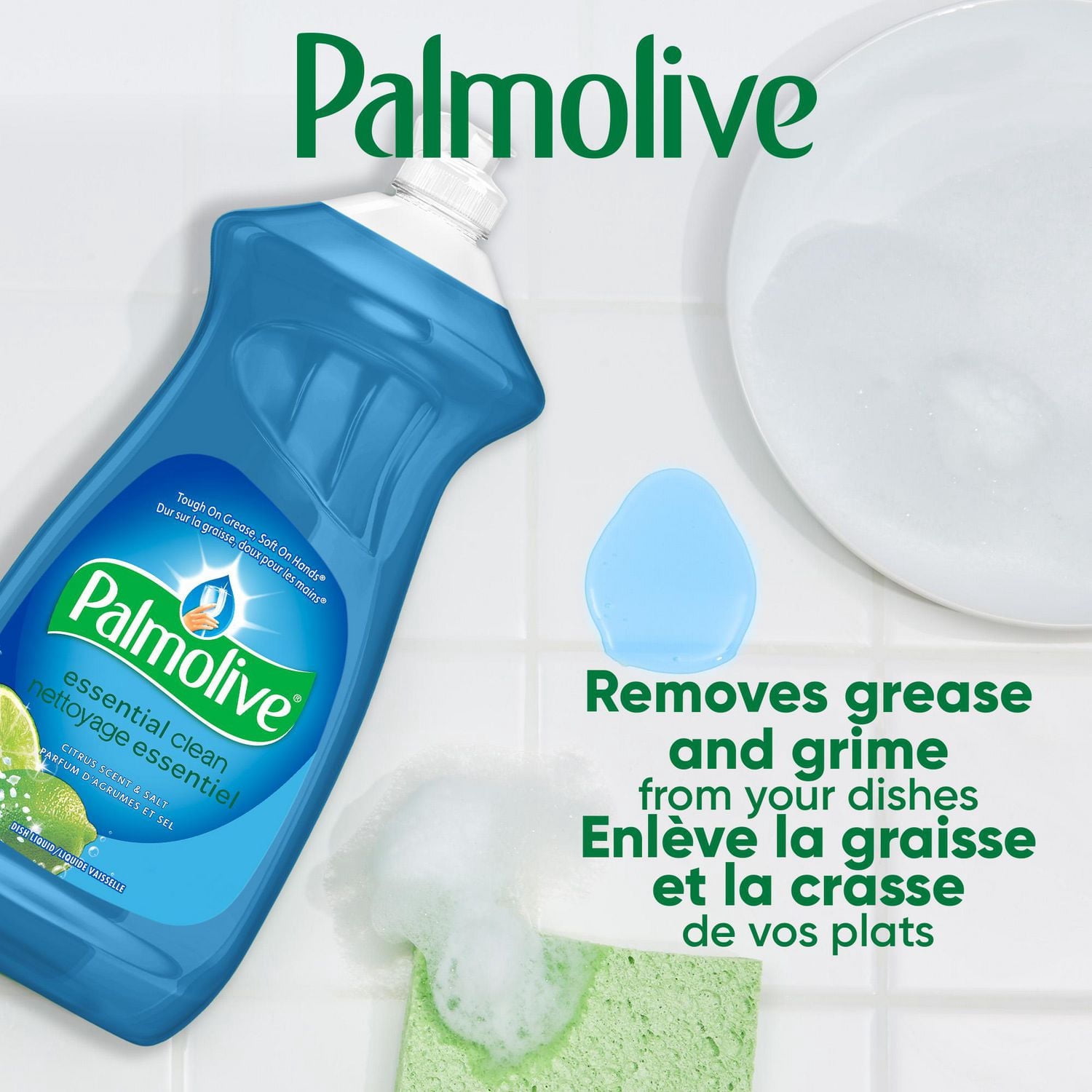 Savon à vaisselle liquide Palmolive Essential Clean, parfum d’agrumes + sel - 828 ml