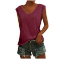 thumbnail image 2 of CEHVOM Womens Casual O-Neck Loose Soft Cap Sleeve Solid Color T-Shirt Blouse Tops, 2 of 5