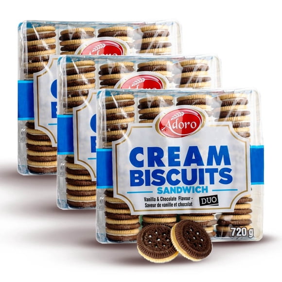 Adoro Duplex Sandwich Cookies – Chocolate & Vanilla, 720g (Pack of 3)