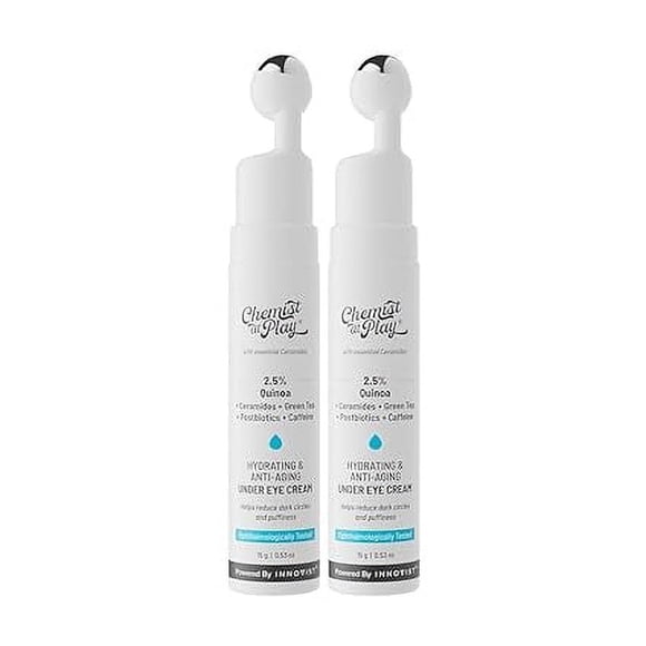 Chemist At Play Under Eye Cream with 2% Revital Eye & Quinoa Extract | For Reducing Dark Circles, Puffiness, Wrinkles, Crows Feet | Lightweight, Hydrating | For Men & Women | 15g(Pack of 2)