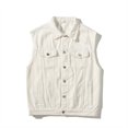 thumbnail image 4 of Birdeem Vestes pour Hommes Hommes Couleur Unie Moto Col Rabattu Denim Punk Veste Sans Manches, 4 of 10