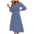 thumbnail image 1 of Pisexur Robe à Manches Longues à Col en V Femme Hiver Mode Manches Longues Col Rond Robe Longue Unie Caractéristiques Robe Femme en Liquidation, 1 of 4