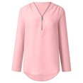 thumbnail image 4 of Hauts d'Été Chemises à Manches Longues d'Été pour Femmes Tunique Décontractée à Fermeture Éclair Col en V Blouse Roulable Hauts Blouse pour Femmes Habillé Décontracté en Liquidation, 4 of 7