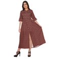 thumbnail image 1 of Moomaya Printed Front Slit A-Line Kurtis For Women Short Sleeve Summer Kurta, 1 of 5