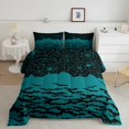 thumbnail image 2 of YST Spider Web Queen Comforter Set,Gothic Halloween Decorations Bedding Set,Navy Blue Bats Birds Duvet Set,Goth Horror Theme Bed Set,Reversible Wildlife Down Comforter for Kids Boys Girls, 2 of 5