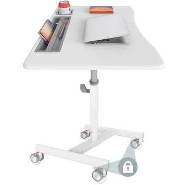 Mobile Height-adjustable Multifunctional Standing Desk, 27.6" x 19.7" Rolling Computer Workstation Cart Laptop Sit Stand Desk with Lockable Wheels