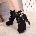 thumbnail image 5 of LSLJS High Bottines à Talons Hauts pour Femmes, Bottes Rétro à Fermeture Éclair Chaudes Unies pour Femmes Heel à Bout Rond, Bottines et Bottillons pour Femmes, 5 of 5