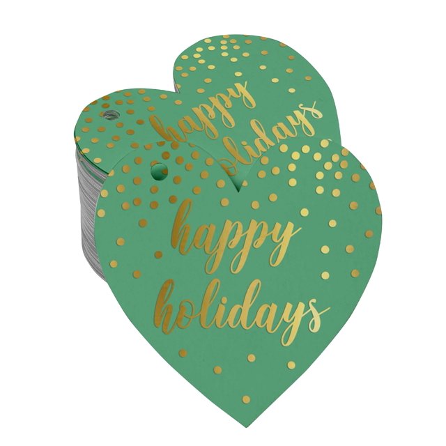 Inkdotpot Gold Foil Paper Hang Tags Happy Holiday Favor Tags 50 Pieces