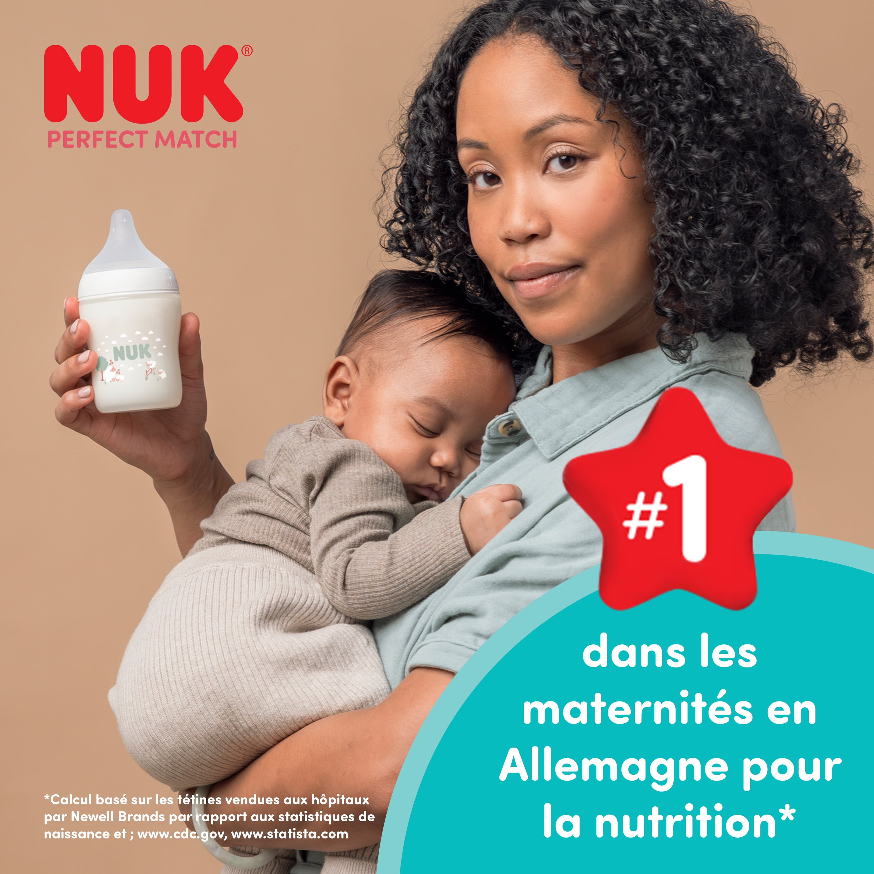 NUK Perfect Match Baby Bottle, 3+ Months, 260 ml, Anti Colic Feeding Bottle, Plastic, Temperature Control Indicator, Sheep, 3 Count