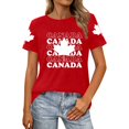 thumbnail image 1 of Fgnfyis T-Shirts Graphiques pour Femmes pour l'Été, Tenue Décontractée, Confortable, Manches Courtes, Col Rond, Tee avec Imprimé Patriotique de la Fête du Canada, T-Shirts pour Femmes Rouge m, 1 of 4
