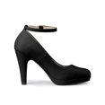 thumbnail image 3 of BLISSFUL STEP Escarpins à Talons Aiguilles Hauts pour Femmes à Bout Rond avec Bride à la Cheville -PU Noir-PU 9.5, 3 of 7