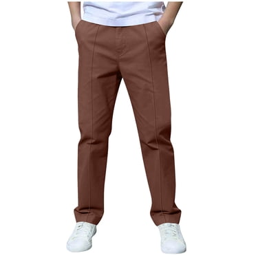 BLVB Boys' School Uniform Pants Elastic Waist Stretch Trousers Straight Fit for Toddler Kids Years 3-14