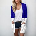 thumbnail image 2 of PMUYBHF Female Cardigan Sweaters For Women Plus Size Lightweight Women Fashion Cardigan Color Block Printing Pocket Long Sleeve Top Cardigan Jacket S Blue, 2 of 4