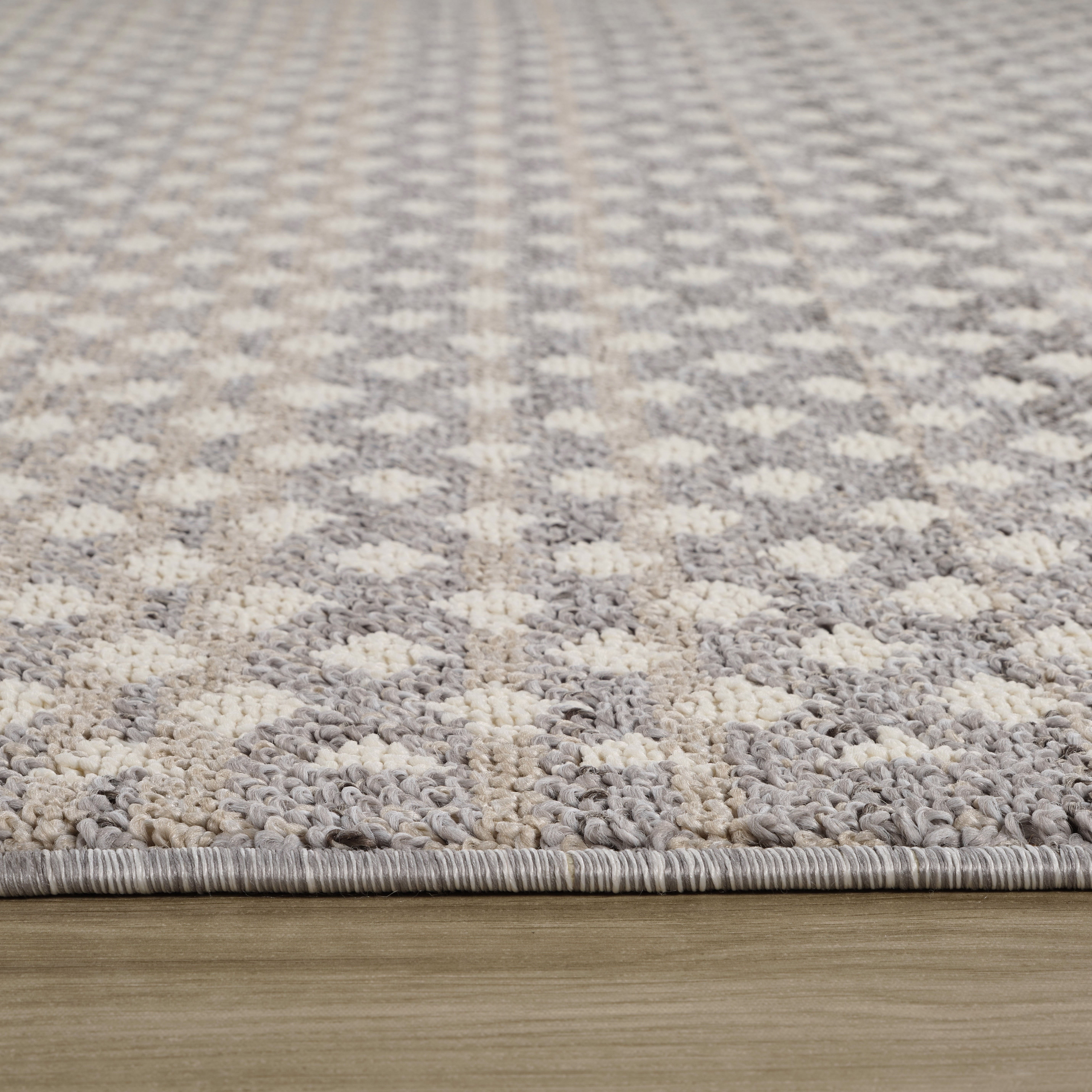 Tapis d'intérieur marocain Branch Jules, gris beige, géométrique - Salon, chambre, salle à manger et cuisine