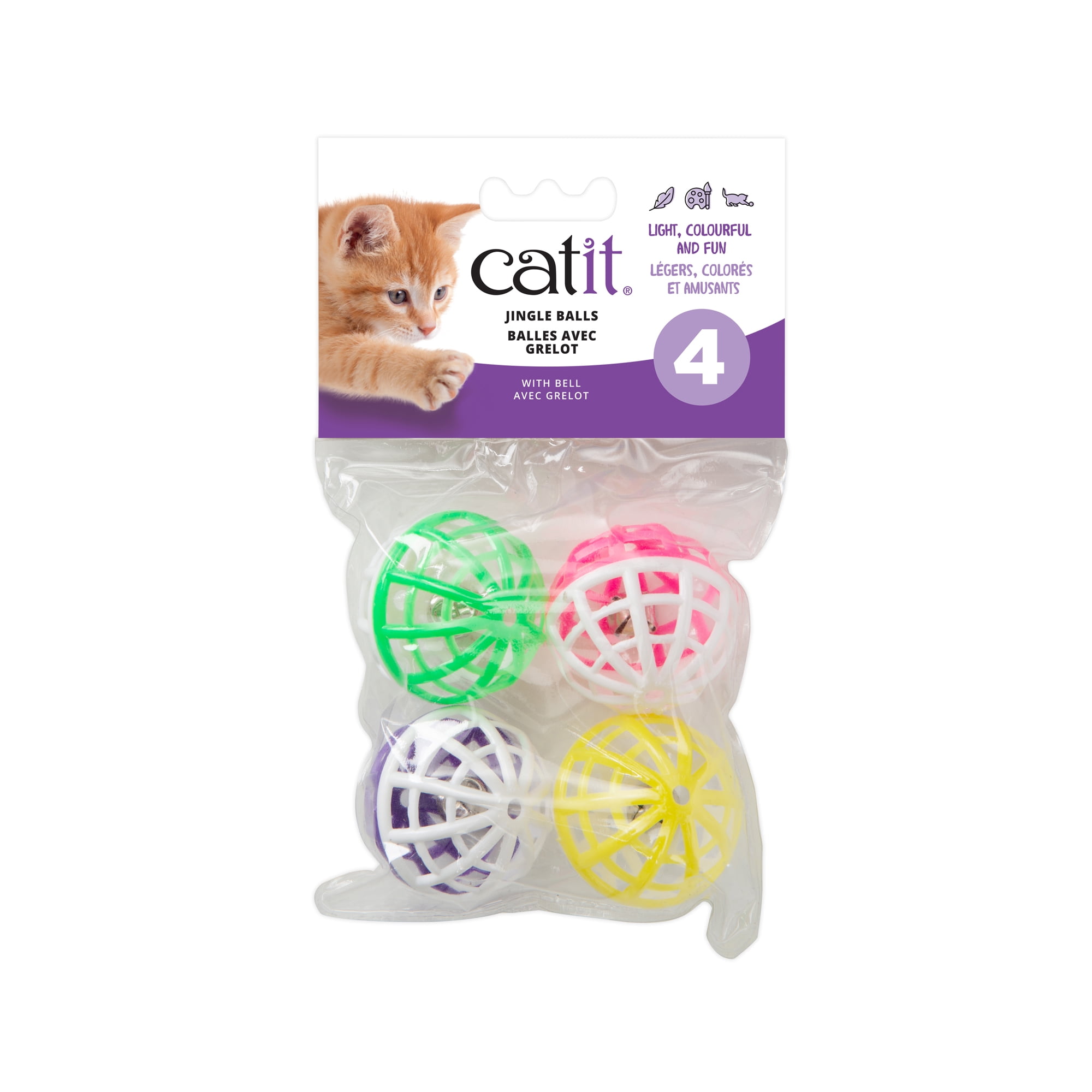 Catit Balles à Grelots avec Grelots Jouet pour Chat Lot de 4
