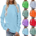 thumbnail image 3 of EQWLJWE T-Shirts Surdimensionnés Chemises pour Femmes Décontracté Haut Basique Chandails à Manches Longues Mode Dégradé Chandail à Enfiler Hauts Col Rond Chandails d'Automne pour Femmes Hauts pour Femmes 2023, 3 of 4