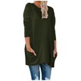 thumbnail image 2 of Jsaierl Hauts Grande Taille pour Femmes Manches Longues Tunique Ample Simple Couleur Unie Blouses Longues Tendance Décontractées Col Rond avec Poches, 2 of 4