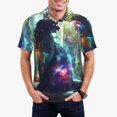 thumbnail image 1 of Xecao Cosmic Cat In Window Pattern Men’s Polo Shirt with Buttoned Collar Soft Breathable Casual Polo Shirt for Work, Leisure, and Outdoor Activities-X-Large, 1 of 6
