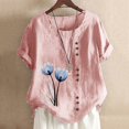 thumbnail image 5 of Birdeem Womens Summer Casual Round Neck Short Sleeve Printing Loose Shirt Tops, 5 of 5