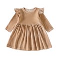 thumbnail image 2 of EGNMCR Baby Girl Clothes Robe Princesse à Manches Longues et Col Rond en Macramé Couleur Unie, 2 of 4