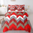 thumbnail image 1 of Erosebridal Futuristic Geometry Bed in a Bag Full size, Red Stripe Bed Set, Abstract Decor, Reversible 7pcs, 1 of 5