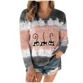 thumbnail image 2 of Blouses pour Femmes Imprimé à Nouer - Patchwork T-Shirt à Col Rond T-Shirt Décontracté Blouse Hauts Chandail en Liquidation, 2 of 7
